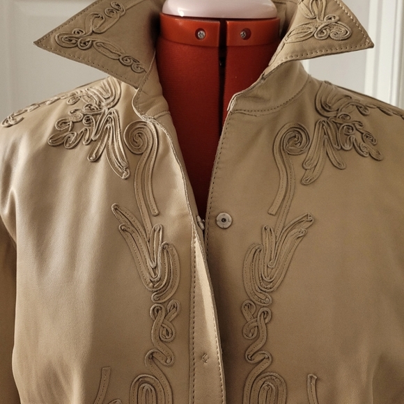 Elie Tahari Jackets & Blazers - Elie Tahari Genuine Leather Embroidered Jacket